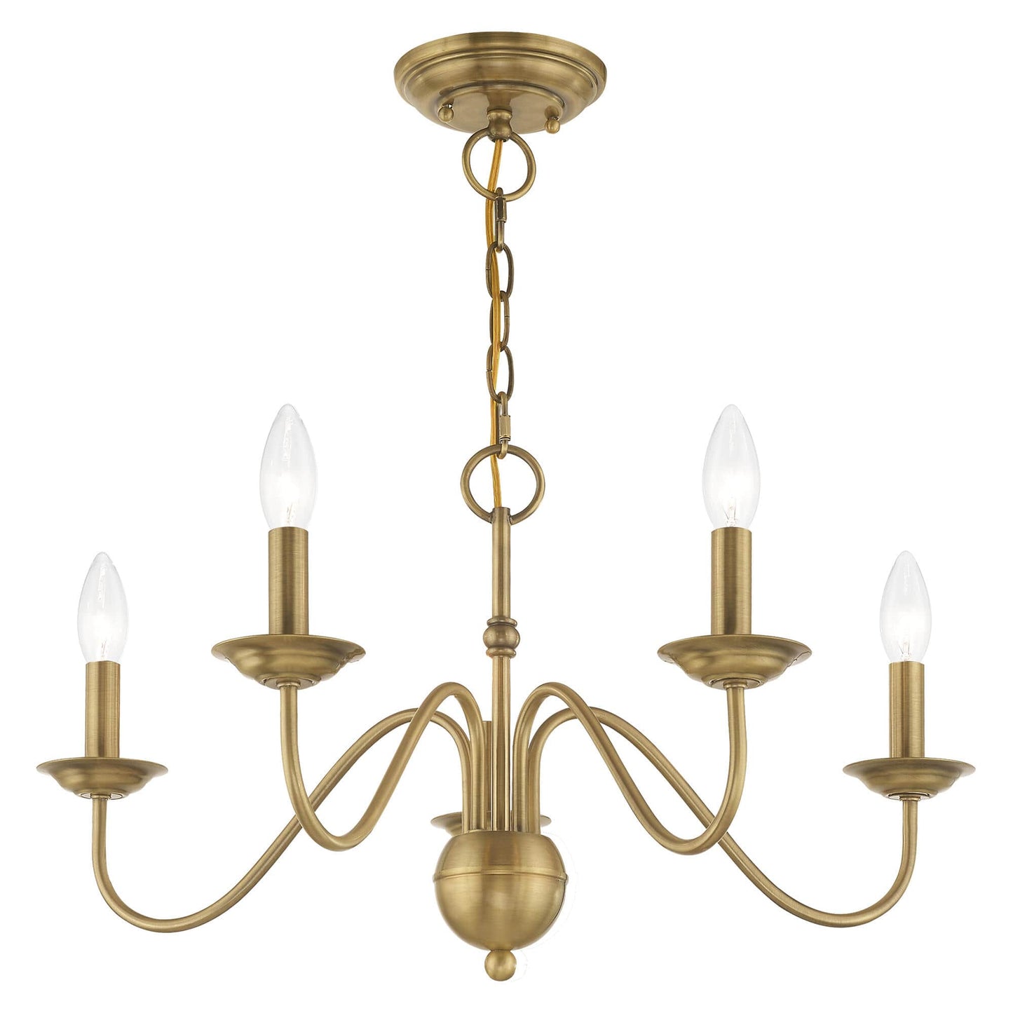 Windsor Luxury Brass Chandelier - Mid-Century Modern Candlestick Hanging Light | 3, 5, or 7-Head Island Pendant | E14 Base