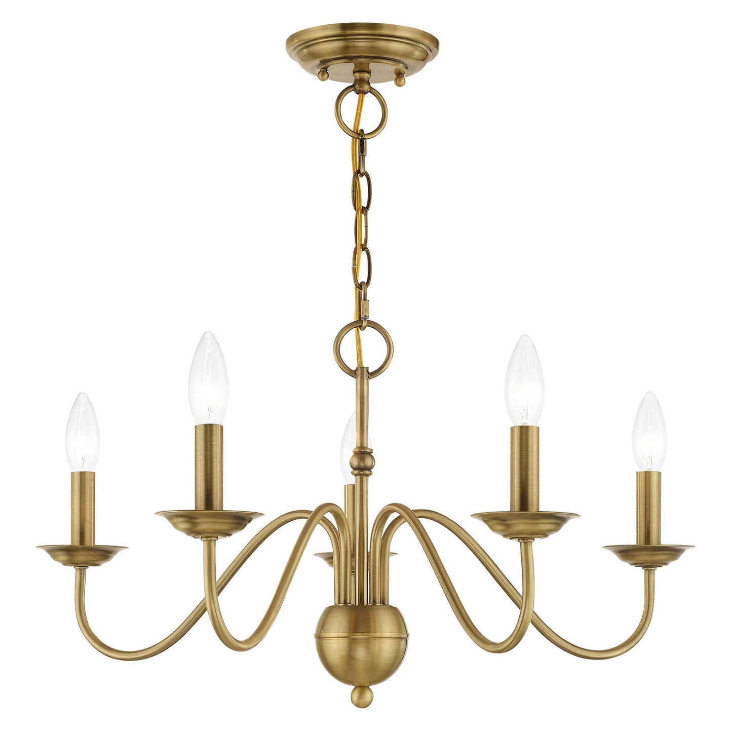 Windsor Luxury Brass Chandelier - Mid-Century Modern Candlestick Hanging Light | 3, 5, or 7-Head Island Pendant | E14 Base