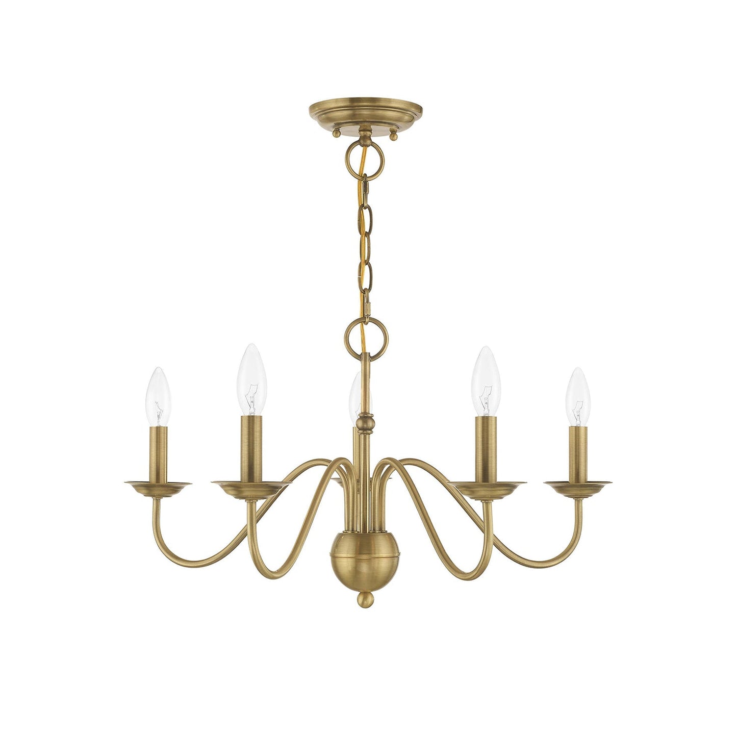 Windsor Luxury Brass Chandelier - Mid-Century Modern Candlestick Hanging Light | 3, 5, or 7-Head Island Pendant | E14 Base