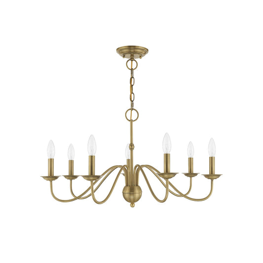 Windsor Luxury Brass Chandelier - Mid-Century Modern Candlestick Hanging Light | 3, 5, or 7-Head Island Pendant | E14 Base