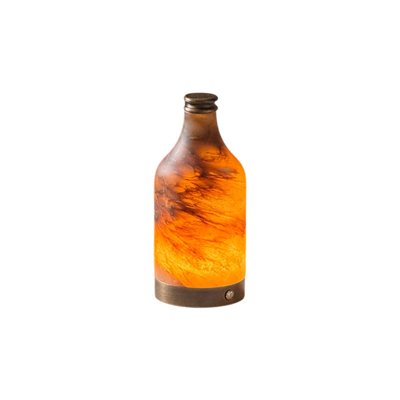Wine Bottle Alabaster Table Lamp - Rechargeable Cordless LED Light | Luxury Natural Stone Bedside Lamp | USB Charging Base