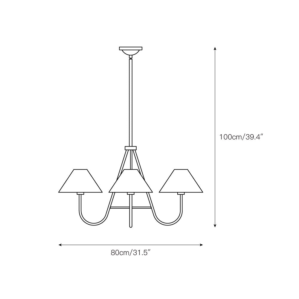 Wolcott Chandelier - Grand 4-Light Brass & Fabric Chandelier | Elegant 31.5" Modern Heritage Pendant