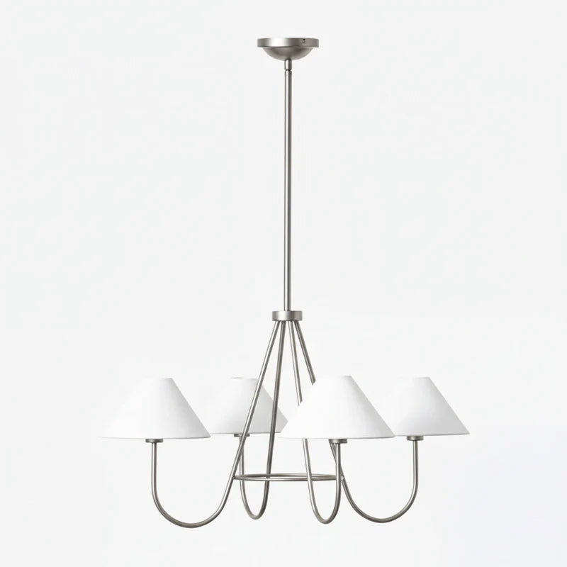 Wolcott Chandelier - Grand 4-Light Brass & Fabric Chandelier | Elegant 31.5" Modern Heritage Pendant