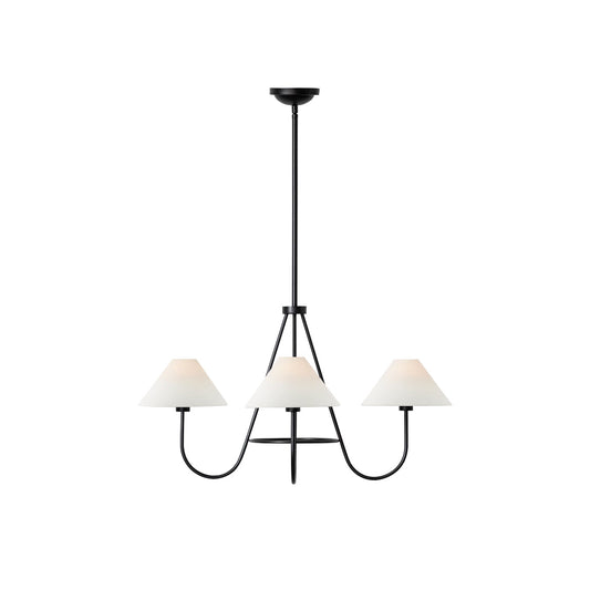 Wolcott Chandelier - Grand 4-Light Brass & Fabric Chandelier | Elegant 31.5" Modern Heritage Pendant