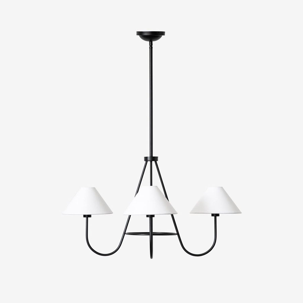 Wolcott Chandelier - Grand 4-Light Brass & Fabric Chandelier | Elegant 31.5" Modern Heritage Pendant