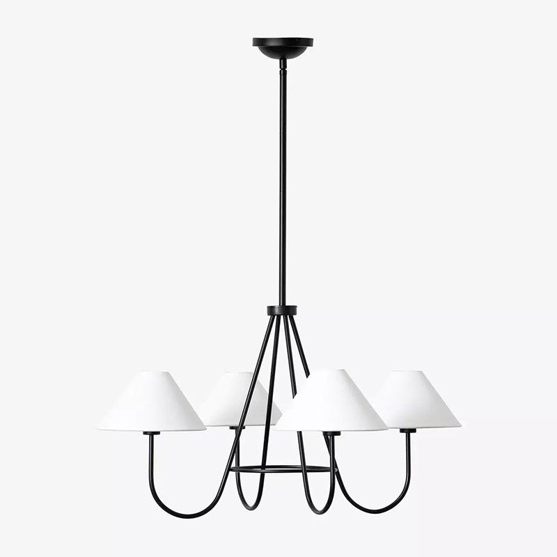 Wolcott Chandelier - Grand 4-Light Brass & Fabric Chandelier | Elegant 31.5" Modern Heritage Pendant