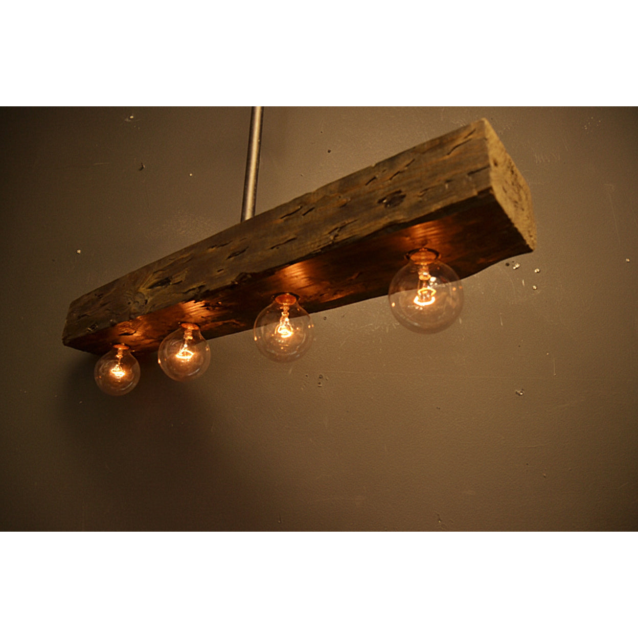 Wood-beam Island Chandelier - Rustic Farmhouse Solid Wood Linear Pendant | Industrial 4 or 5 Light Kitchen Island Chandelier