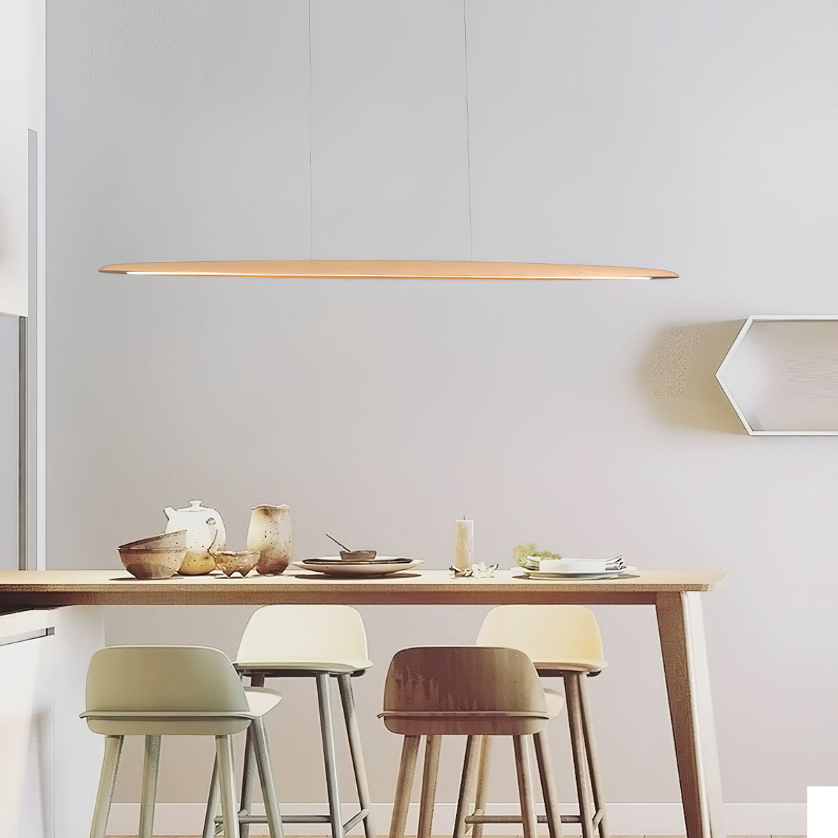 Eastoft Wood Pendant Lamp – Linear Solid Ash Wood LED Pendant Light