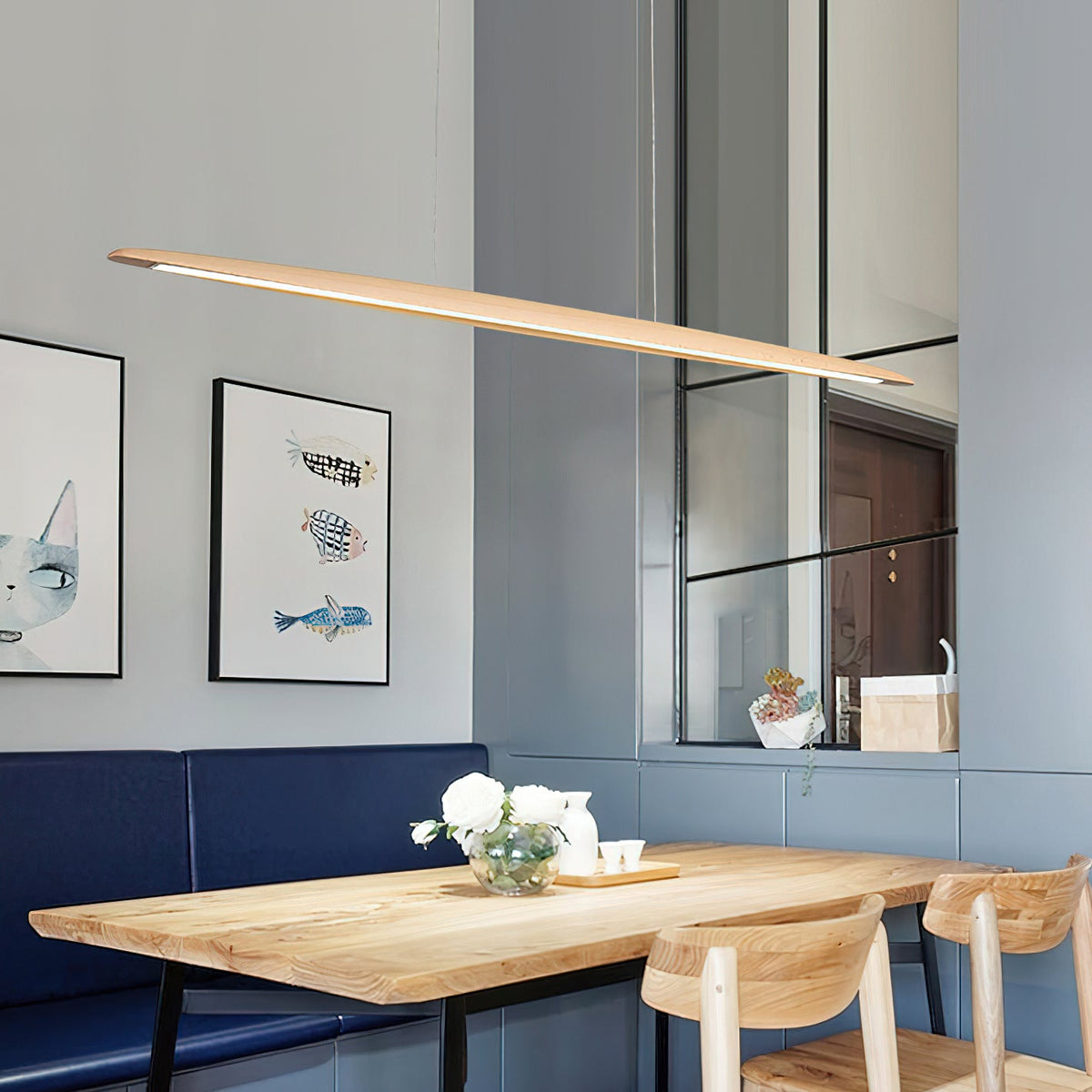 Eastoft Wood Pendant Lamp – Linear Solid Ash Wood LED Pendant Light