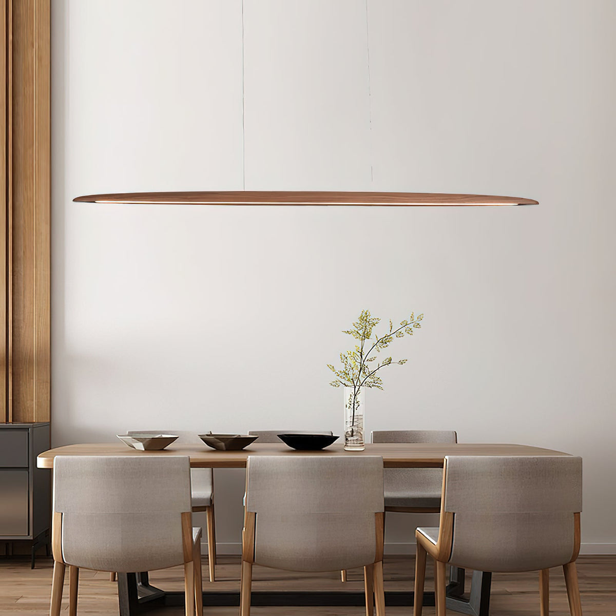 Eastoft Wood Pendant Lamp – Linear Solid Ash Wood LED Pendant Light