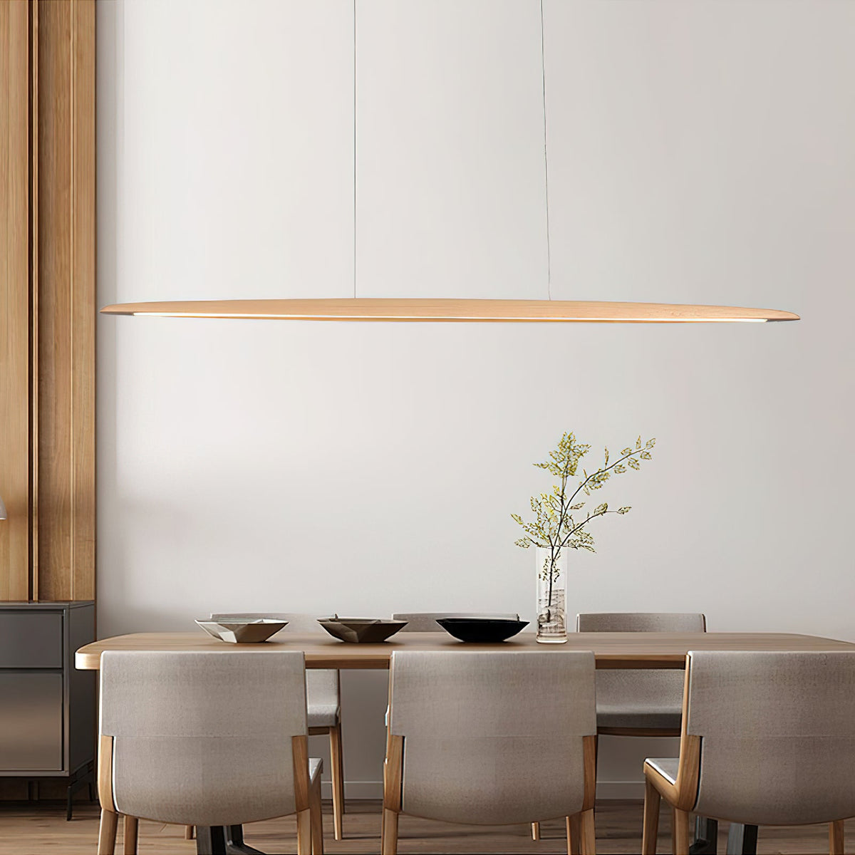 Eastoft Wood Pendant Lamp – Linear Solid Ash Wood LED Pendant Light