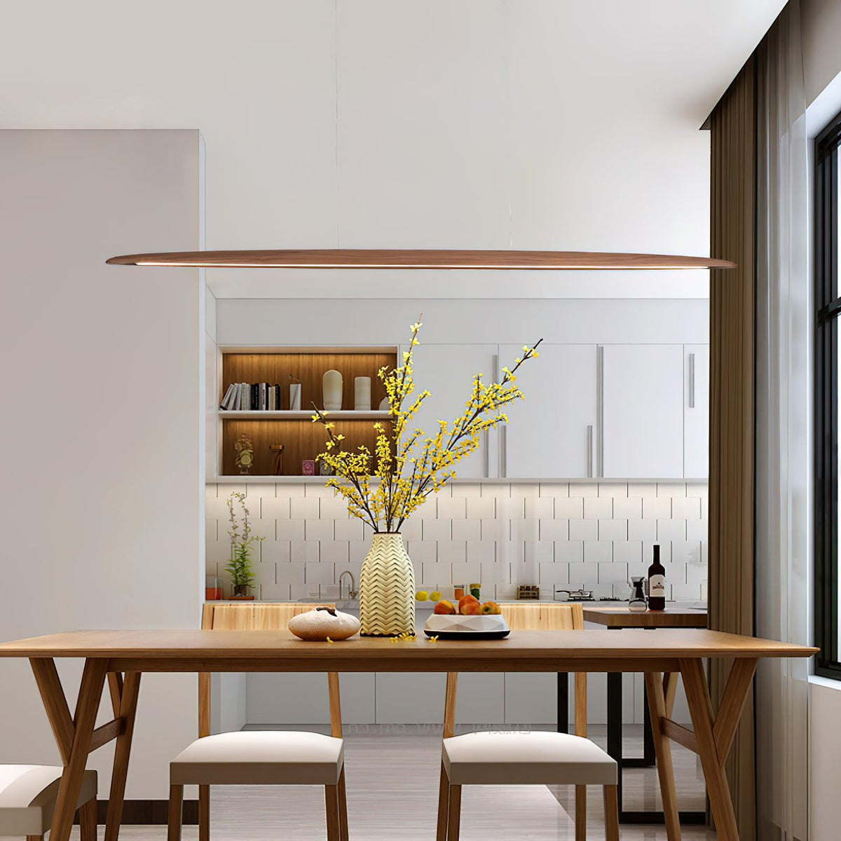 Eastoft Wood Pendant Lamp – Linear Solid Ash Wood LED Pendant Light