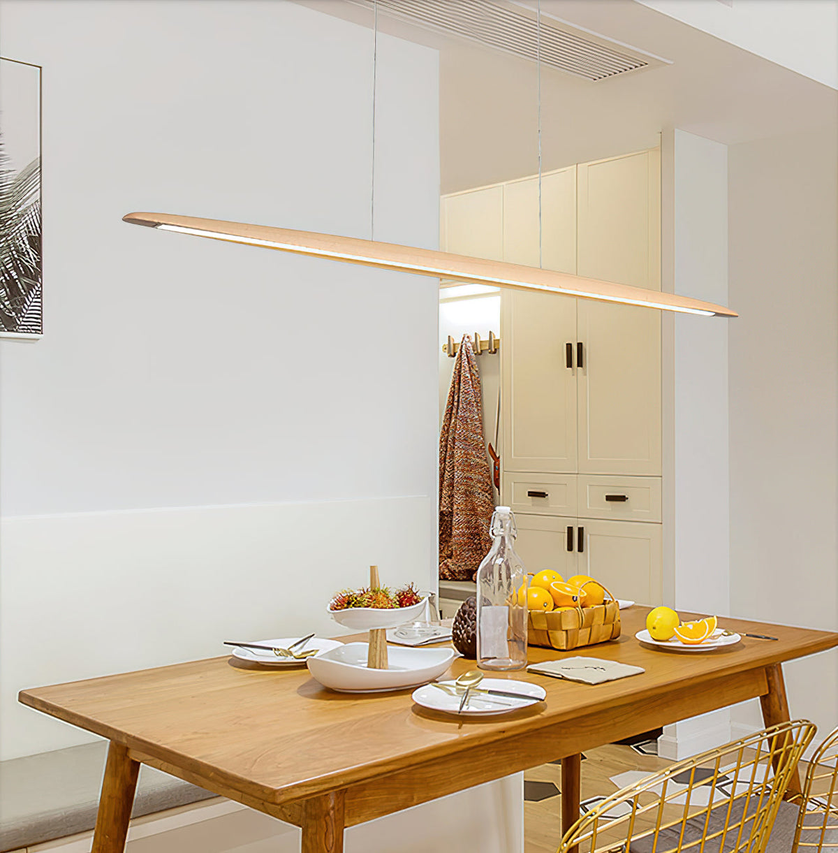 Eastoft Wood Pendant Lamp – Linear Solid Ash Wood LED Pendant Light