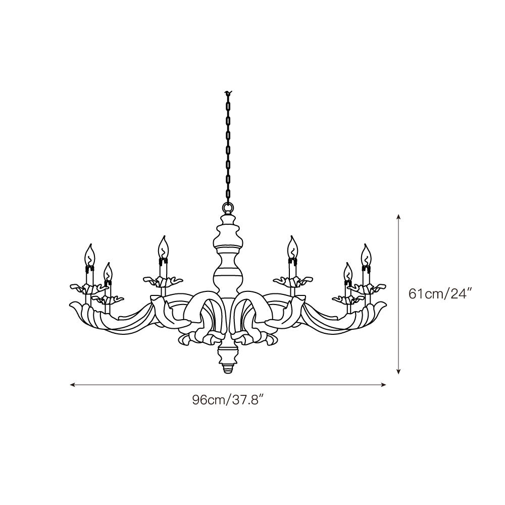 Wooden Roman Column Chandelier - French Country Solid Wood Chandelier | 6 or 8 Light American Retro Sconce