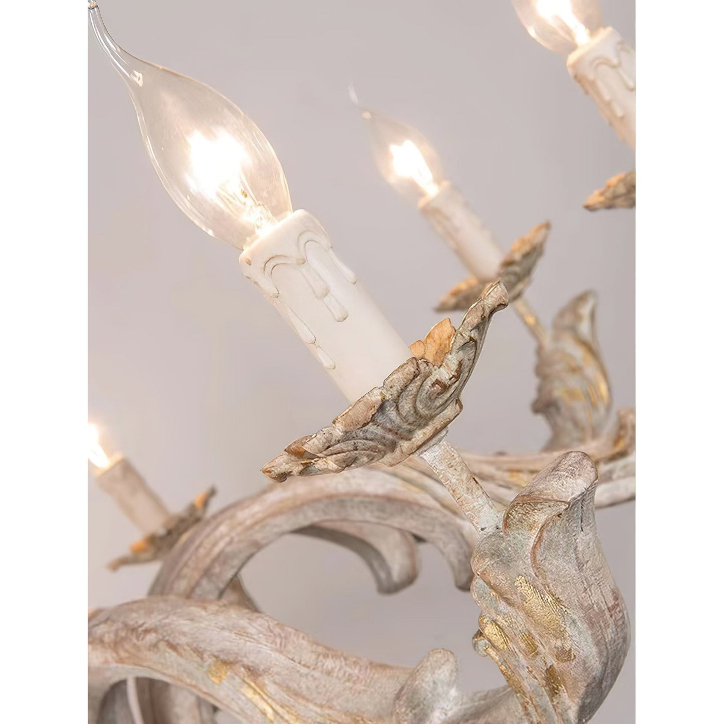 Wooden Roman Column Chandelier - French Country Solid Wood Chandelier | 6 or 8 Light American Retro Sconce