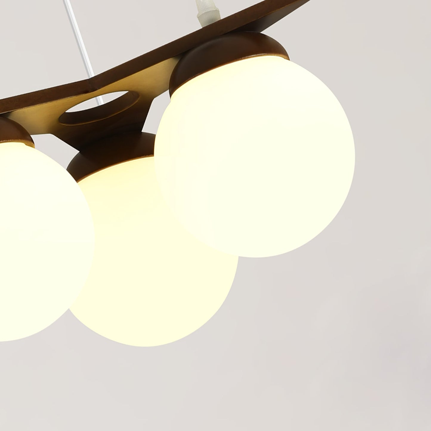 Wooden Star With Glass Chandelier - Elegant Mid-Century Modern Pendant | Floating Pearl Wood & Glass Chandelier