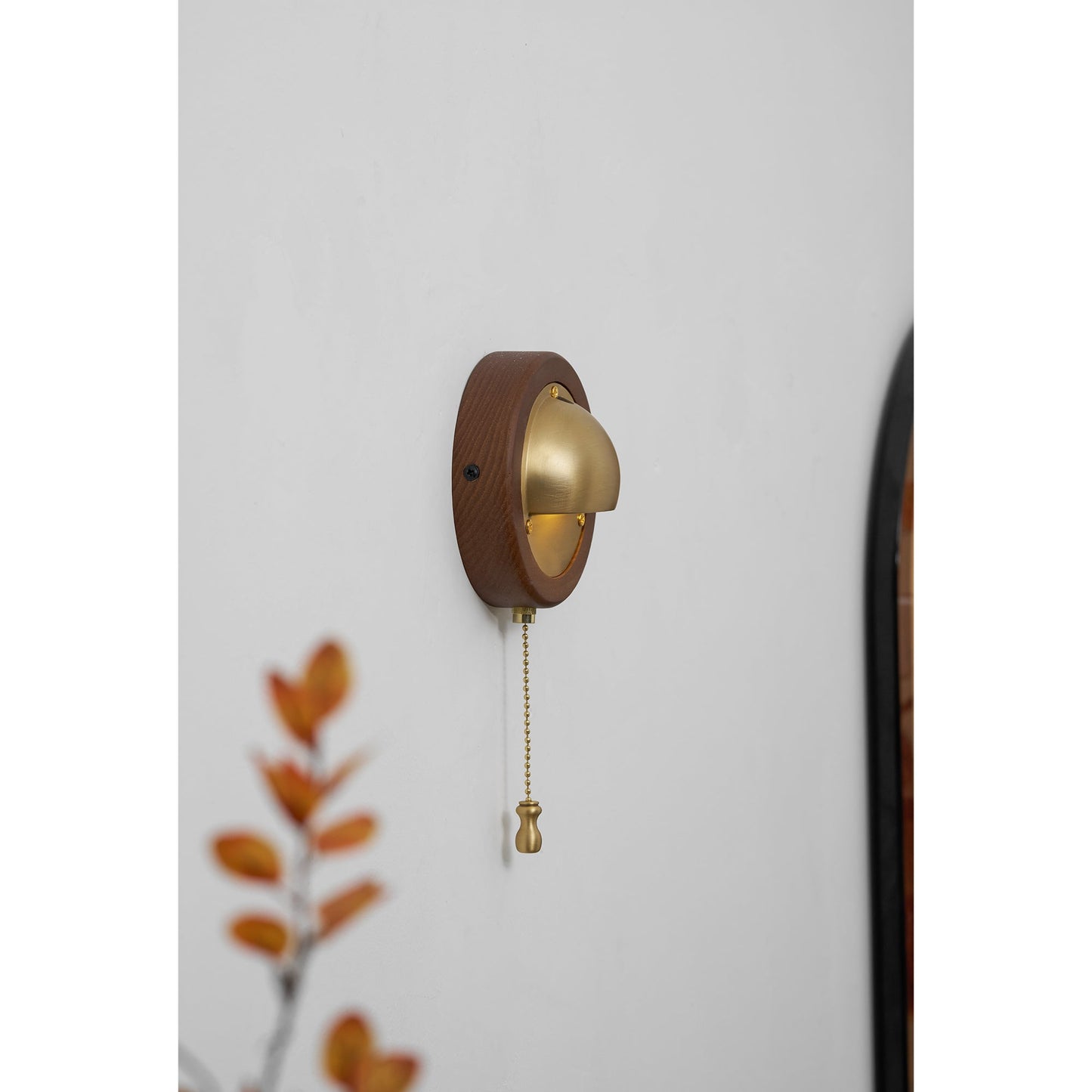 Workstead Signal Wall Lamp - Modern Solid Ash Wood Sconce | Hand-Finished Metal Shade Pull-Cord Light
