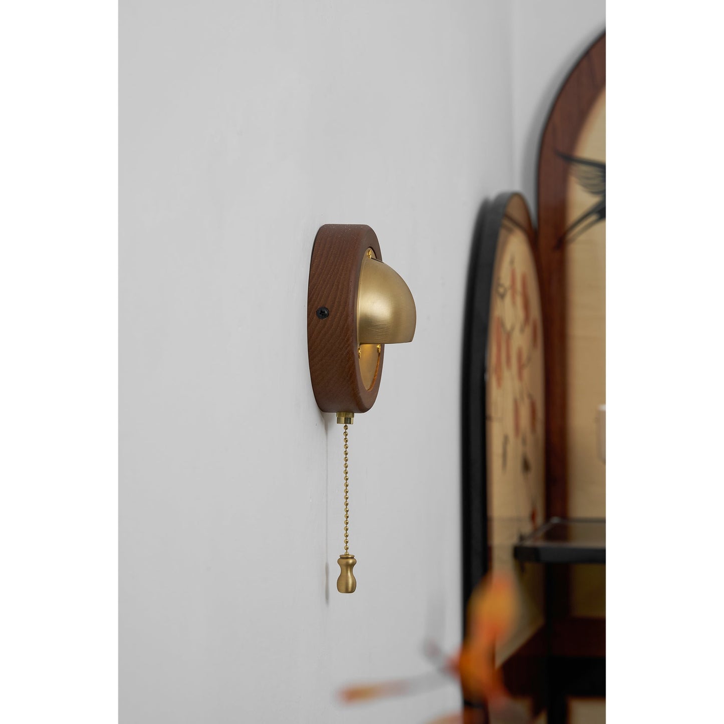 Workstead Signal Wall Lamp - Modern Solid Ash Wood Sconce | Hand-Finished Metal Shade Pull-Cord Light