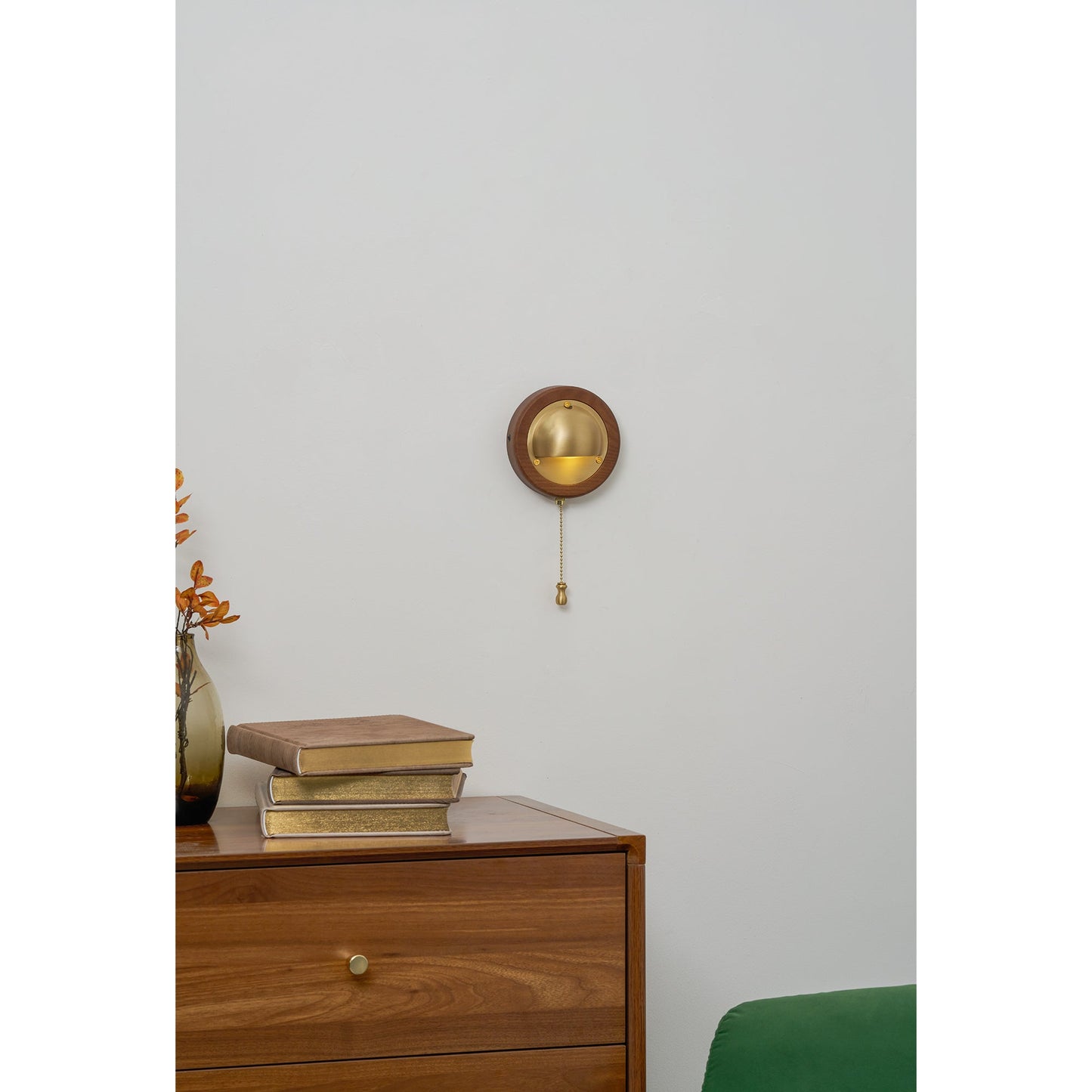Workstead Signal Wall Lamp - Modern Solid Ash Wood Sconce | Hand-Finished Metal Shade Pull-Cord Light