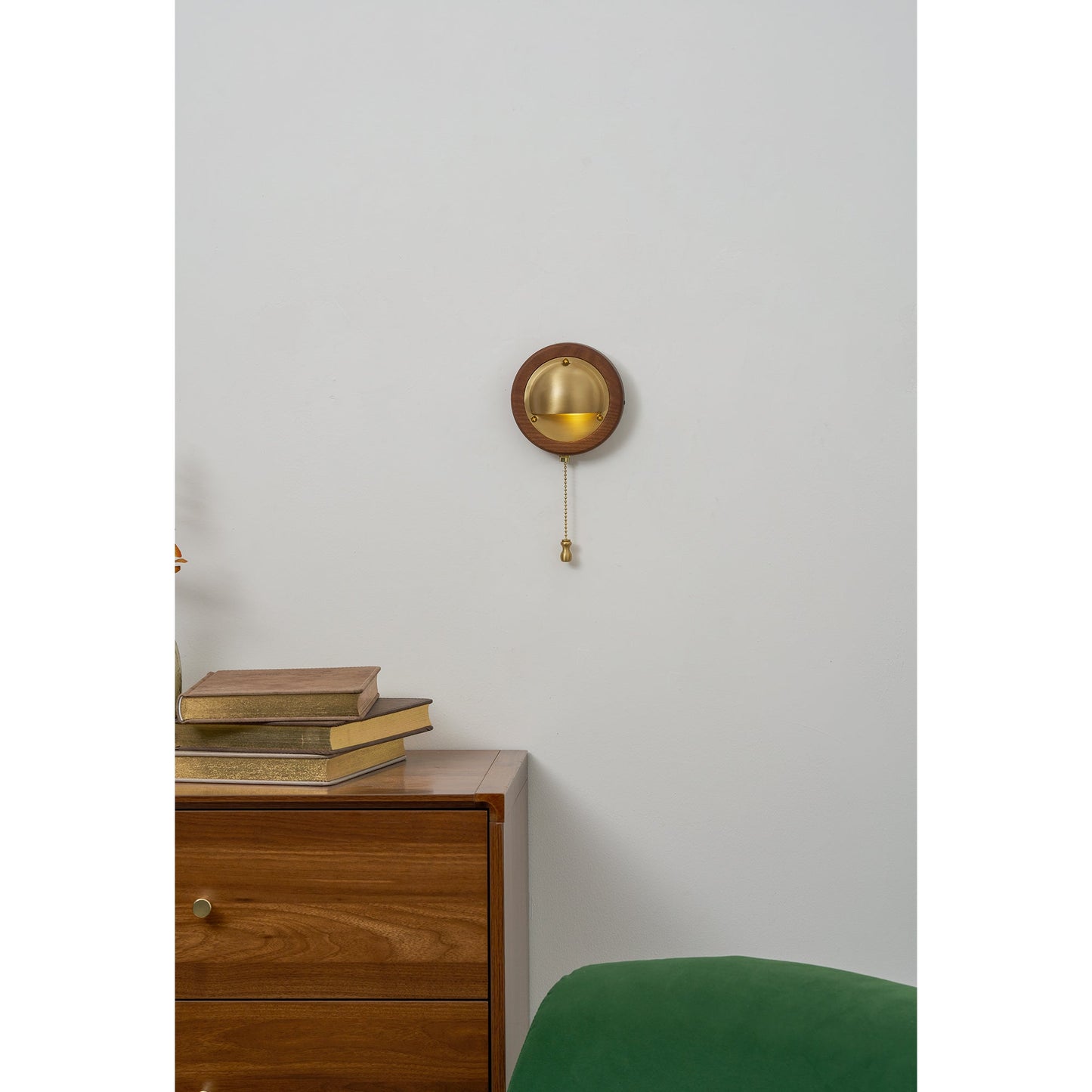 Workstead Signal Wall Lamp - Modern Solid Ash Wood Sconce | Hand-Finished Metal Shade Pull-Cord Light