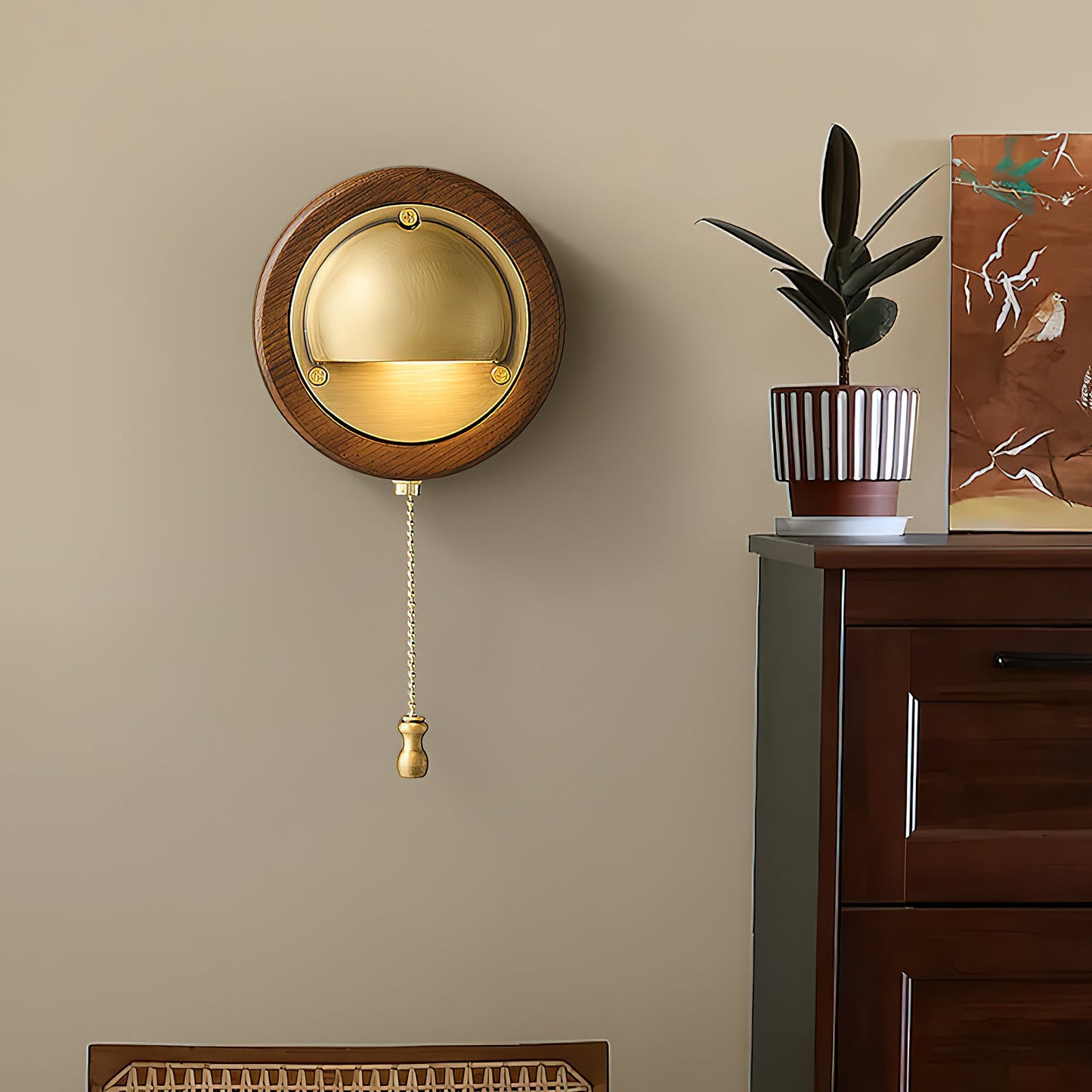 Workstead Signal Wall Lamp - Modern Solid Ash Wood Sconce | Hand-Finished Metal Shade Pull-Cord Light