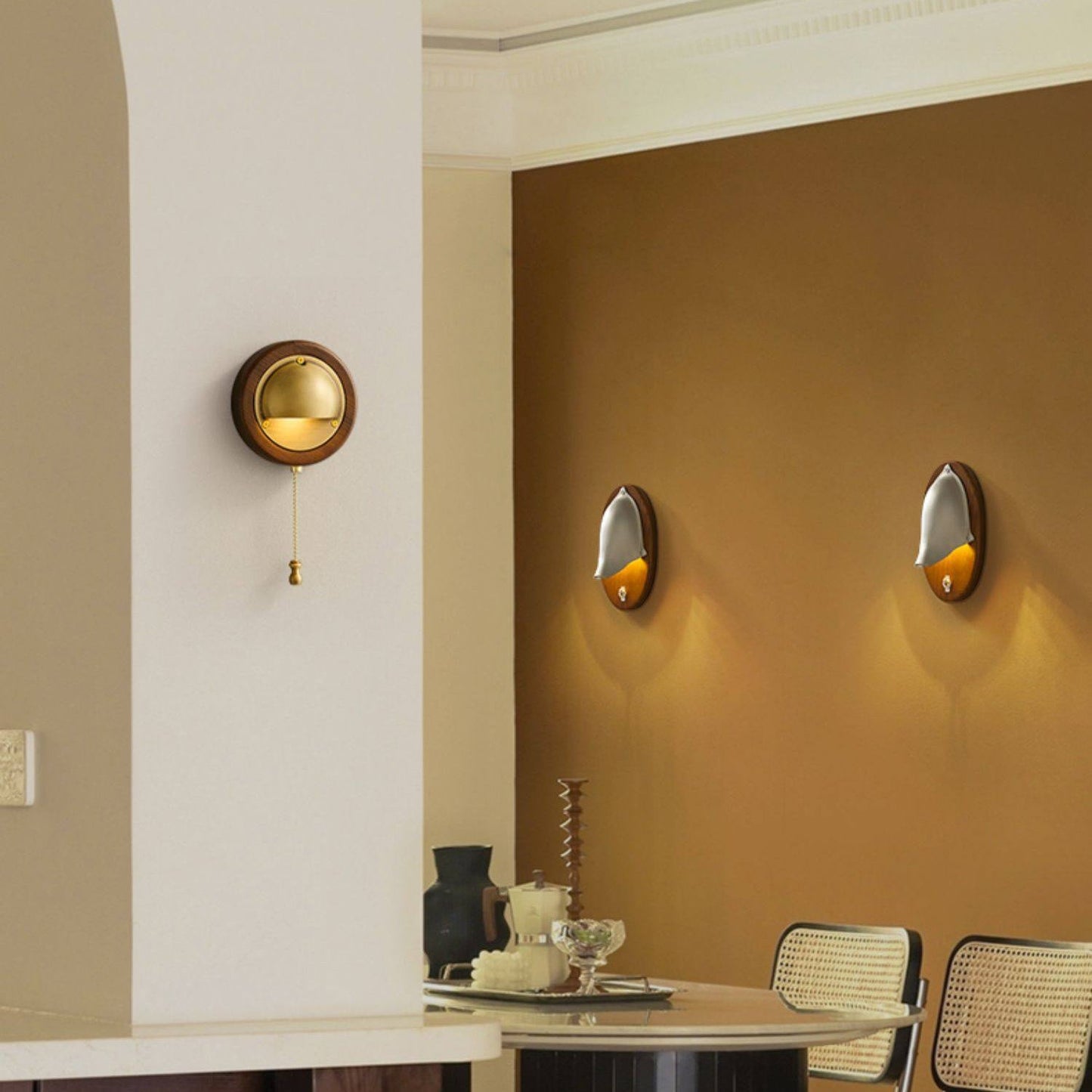 Workstead Signal Wall Lamp - Modern Solid Ash Wood Sconce | Hand-Finished Metal Shade Pull-Cord Light