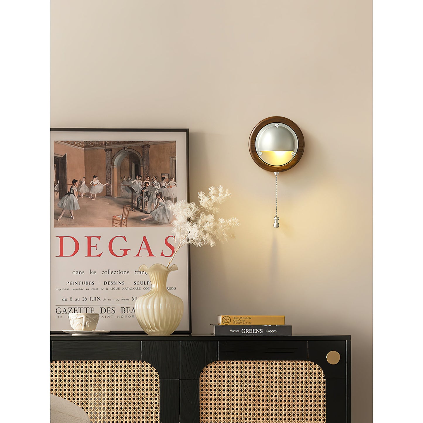 Workstead Signal Wall Lamp - Modern Solid Ash Wood Sconce | Hand-Finished Metal Shade Pull-Cord Light