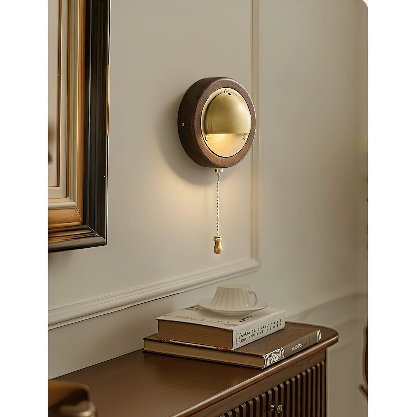 Workstead Signal Wall Lamp - Modern Solid Ash Wood Sconce | Hand-Finished Metal Shade Pull-Cord Light
