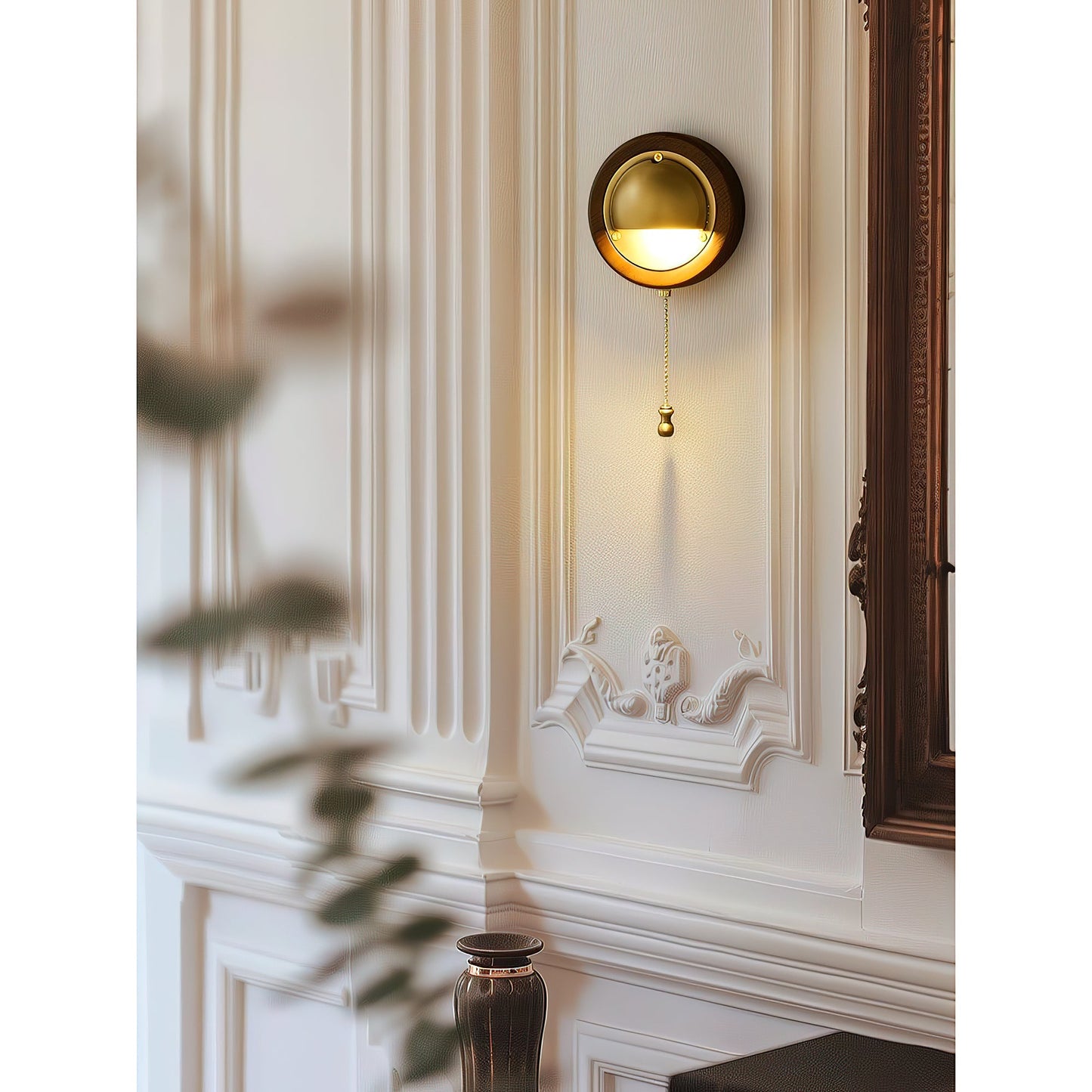 Workstead Signal Wall Lamp - Modern Solid Ash Wood Sconce | Hand-Finished Metal Shade Pull-Cord Light