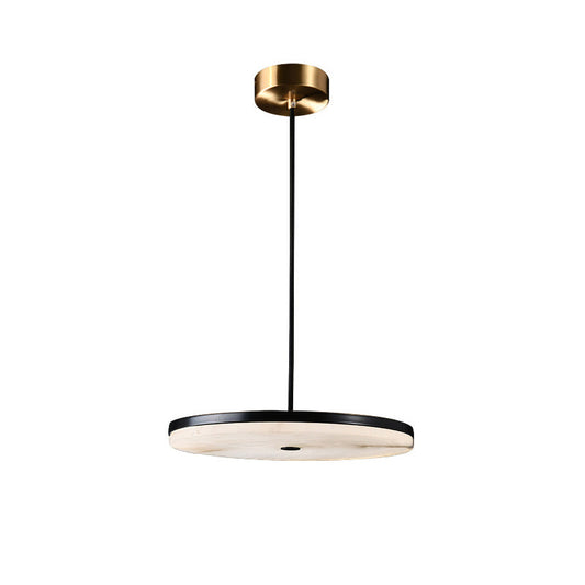 Wyatt Alabaster Pendant Light - Modern Brass & Natural Stone LED Sconce | Luxury Floating Alabaster Disc Pendant