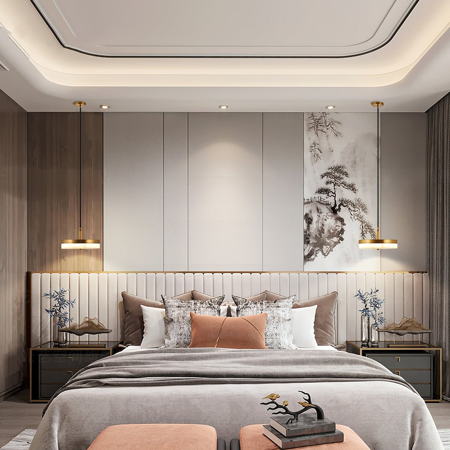 Wyatt Alabaster Pendant Light - Modern Brass & Natural Stone LED Sconce | Luxury Floating Alabaster Disc Pendant