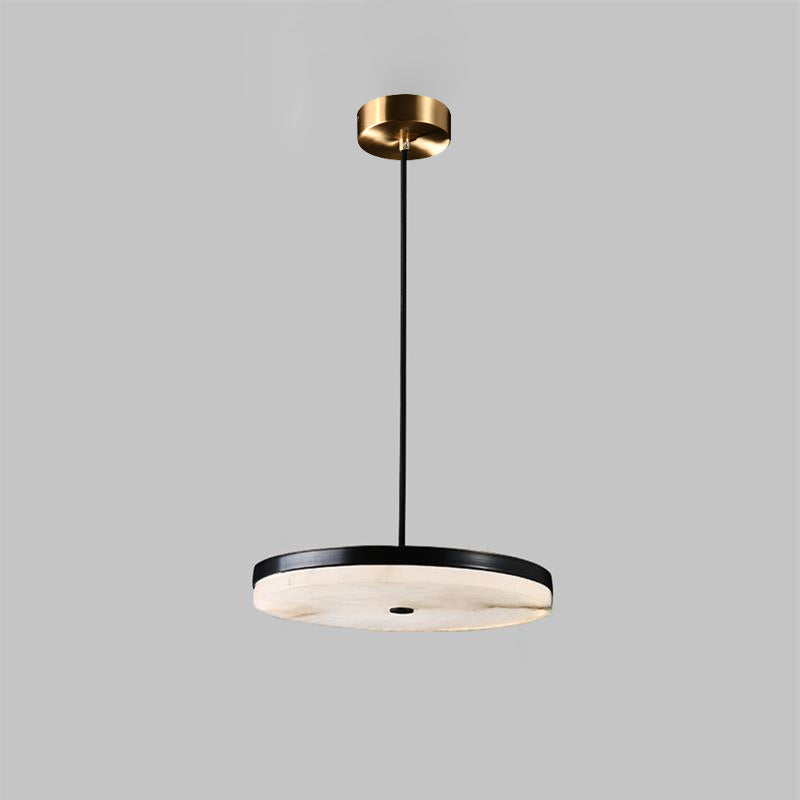 Wyatt Alabaster Pendant Light - Modern Brass & Natural Stone LED Sconce | Luxury Floating Alabaster Disc Pendant