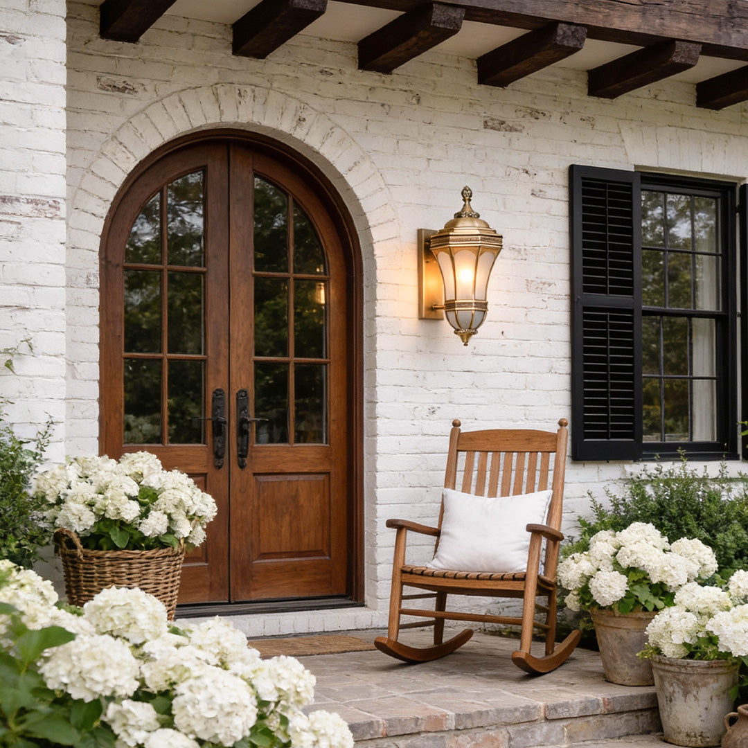 Vintage Solid Copper American Outdoor Wall Sconce – Weatherproof Clear Glass Lantern