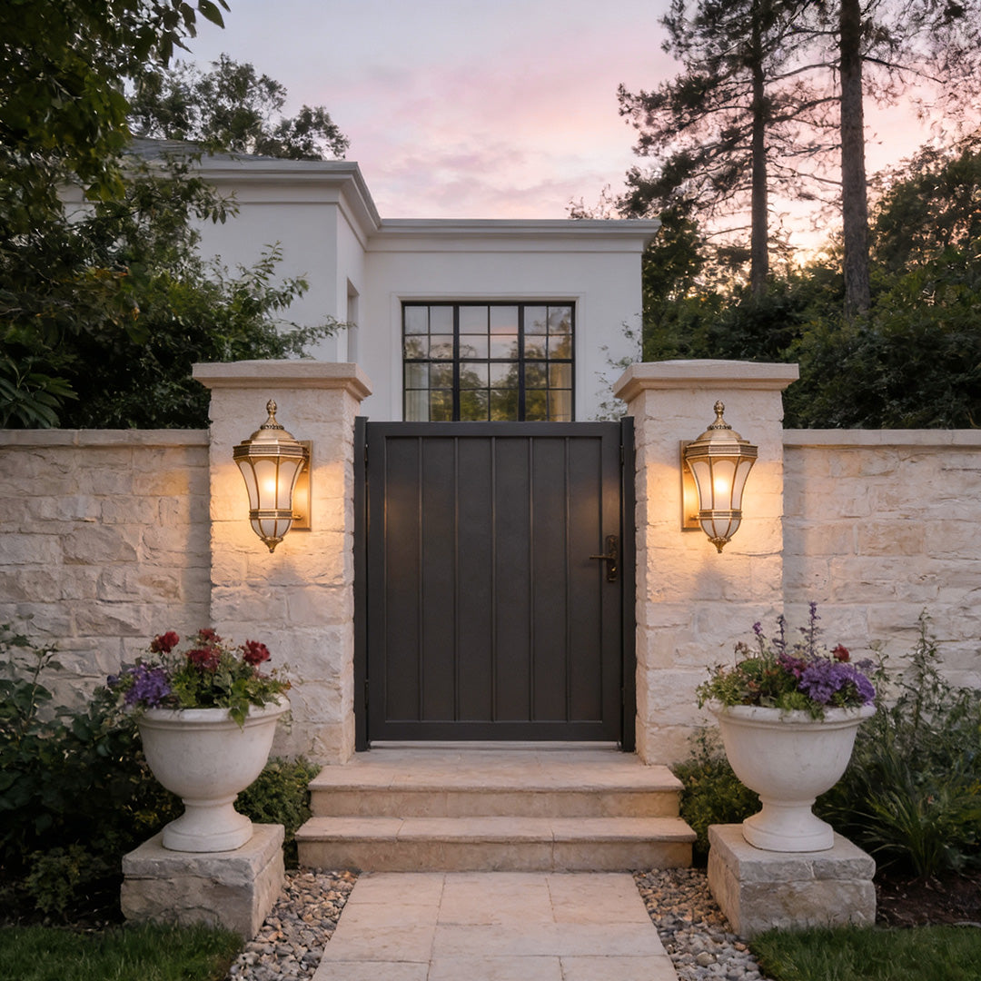 Vintage Solid Copper American Outdoor Wall Sconce – Weatherproof Clear Glass Lantern