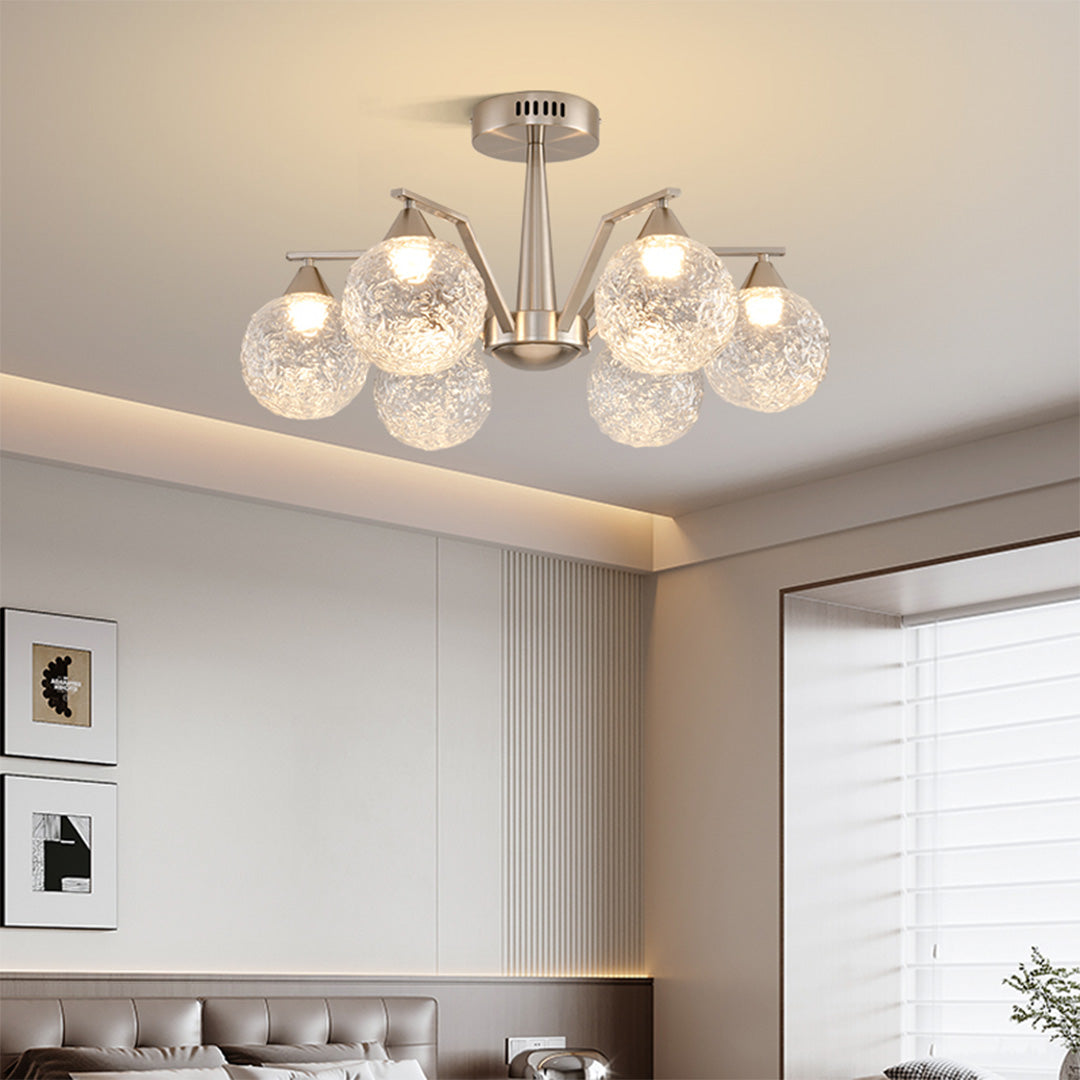 Sputnik Mid-Century Semi-Flush Mount Ceiling Light - 6/8 Light Modern Glass Chandelier