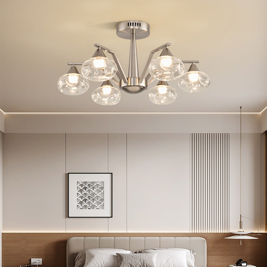 Sputnik Mid-Century Semi-Flush Mount Ceiling Light - 6/8 Light Modern Glass Chandelier