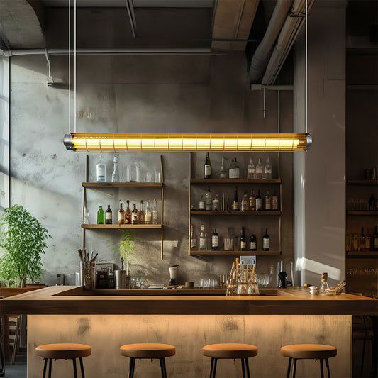 Vintage Industrial Linear Pendant Light – Long Strip Acrylic & Metal T8 Suspension Fixture