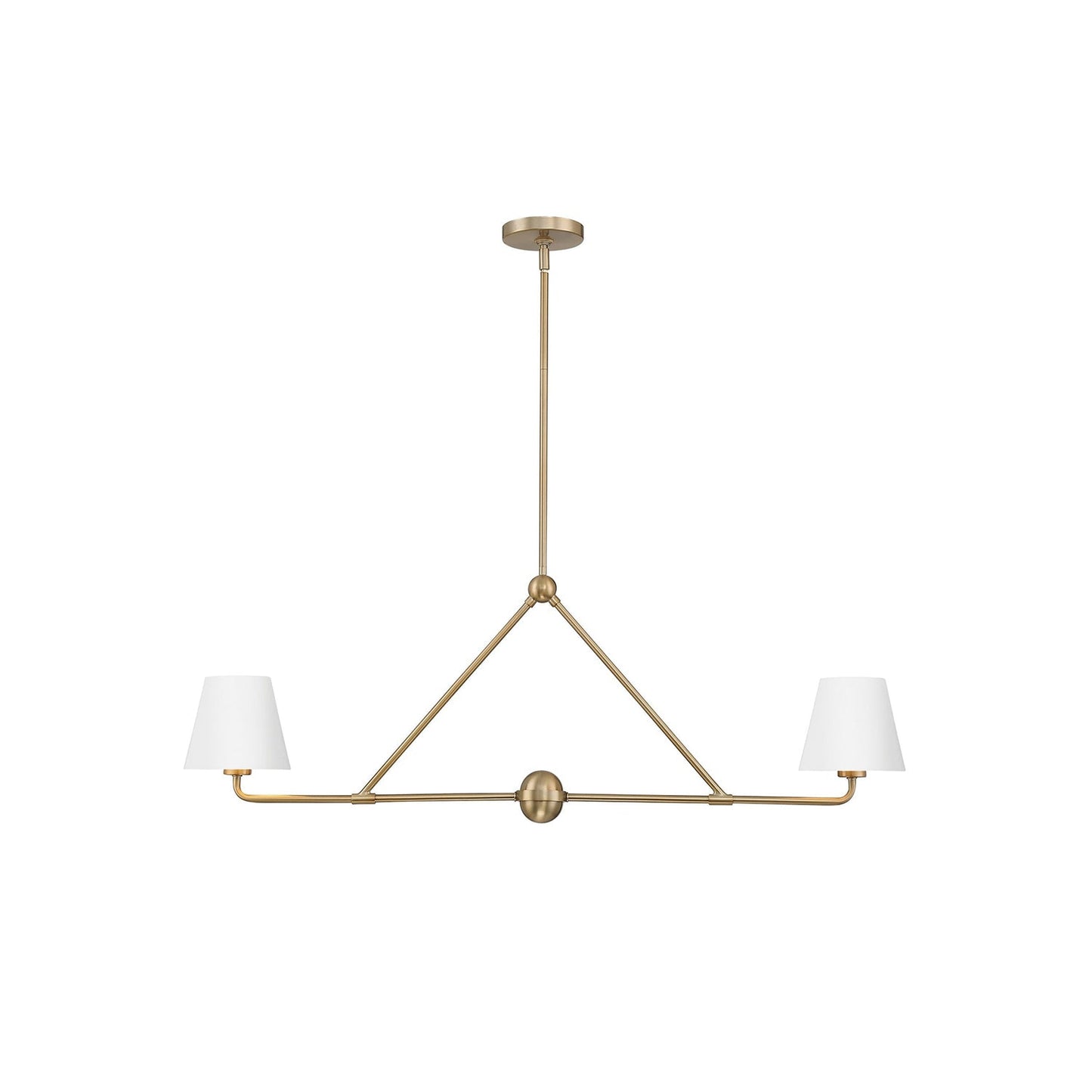 Xavier Linear Pendant Lamp - Modern 2-Light Fabric Shade Chandelier | Elegant 42" Brass Island Light