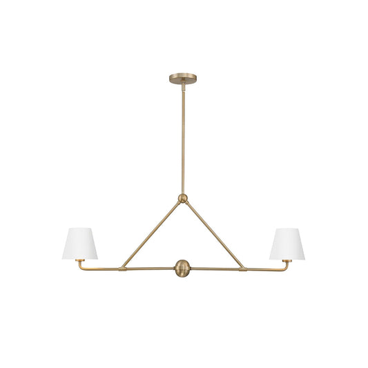 Xavier Linear Pendant Lamp - Modern 2-Light Fabric Shade Chandelier | Elegant 42" Brass Island Light