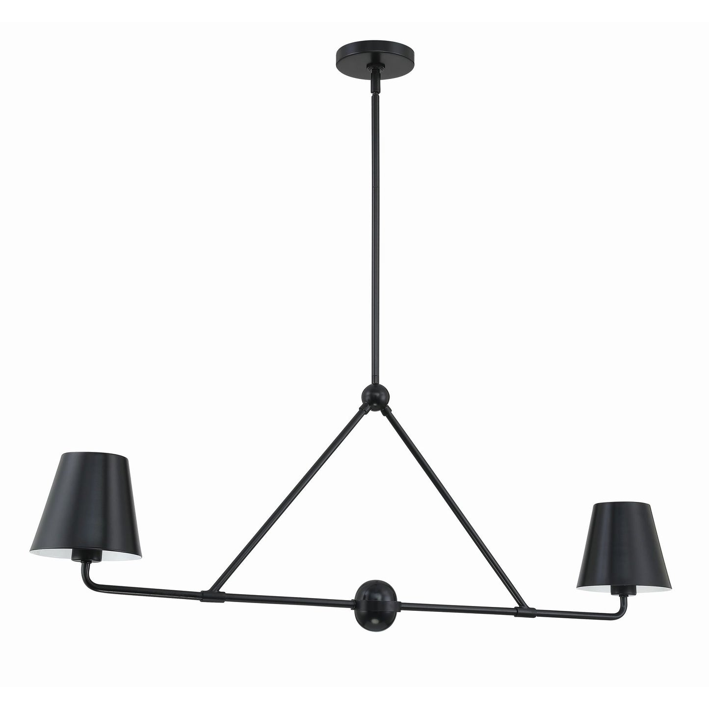 Xavier Linear Pendant Lamp - Modern 2-Light Fabric Shade Chandelier | Elegant 42" Brass Island Light