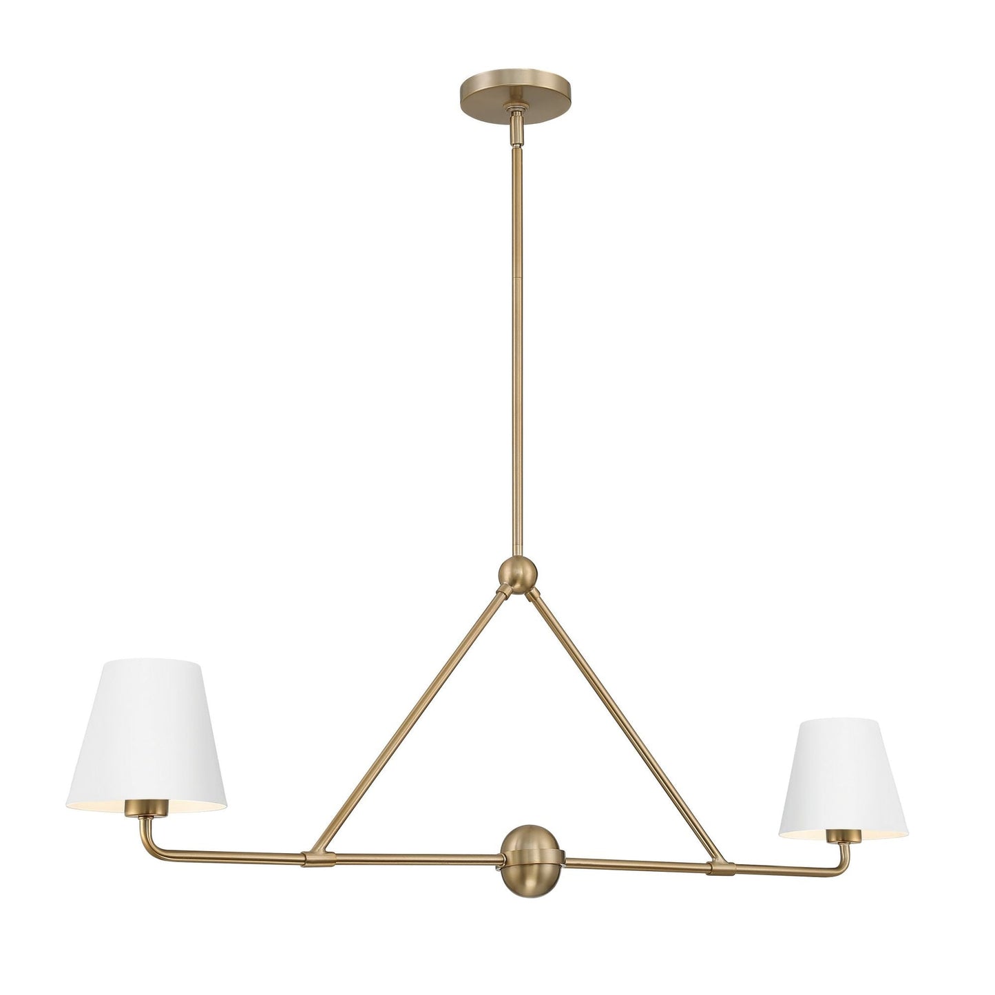 Xavier Linear Pendant Lamp - Modern 2-Light Fabric Shade Chandelier | Elegant 42" Brass Island Light