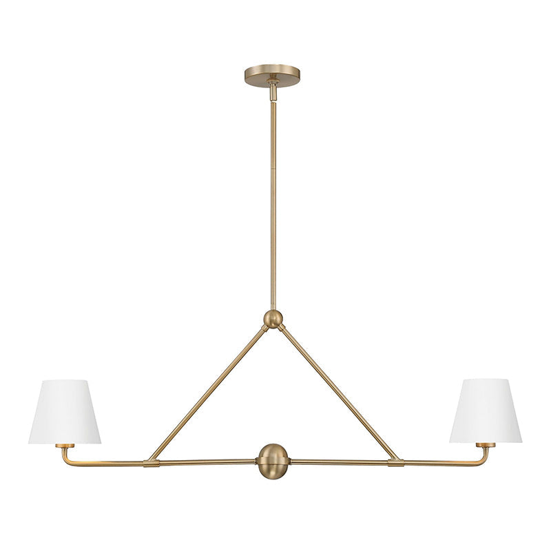 Xavier Linear Pendant Lamp - Modern 2-Light Fabric Shade Chandelier | Elegant 42" Brass Island Light
