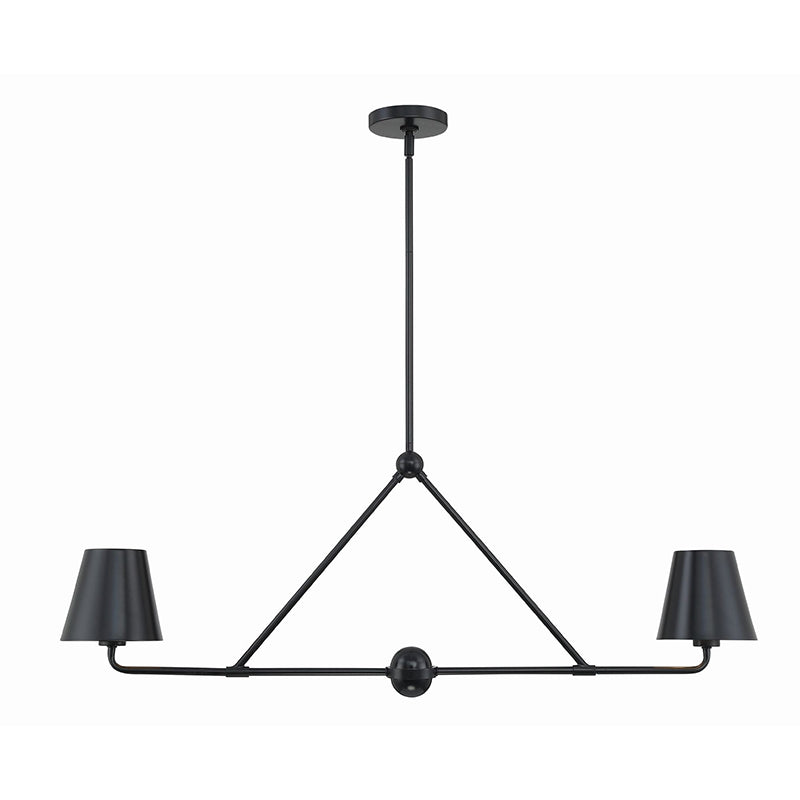 Xavier Linear Pendant Lamp - Modern 2-Light Fabric Shade Chandelier | Elegant 42" Brass Island Light