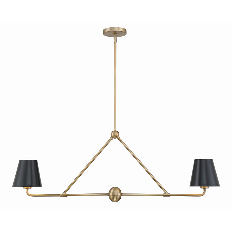 Xavier Linear Pendant Lamp - Modern 2-Light Fabric Shade Chandelier | Elegant 42" Brass Island Light