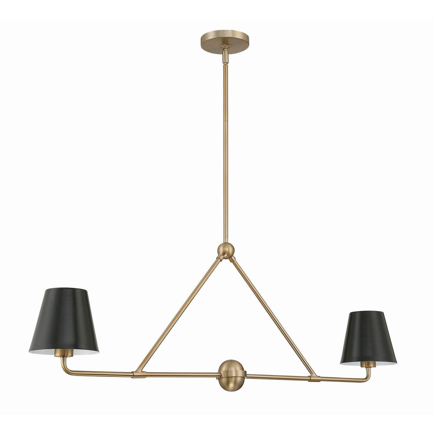 Xavier Linear Pendant Lamp - Modern 2-Light Fabric Shade Chandelier | Elegant 42" Brass Island Light