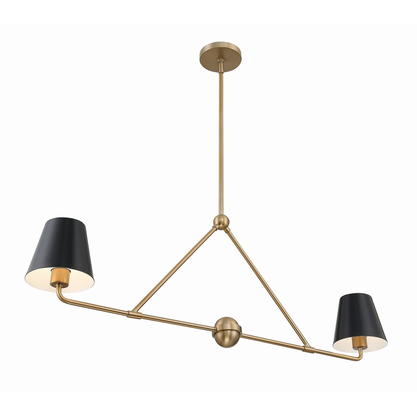 Xavier Linear Pendant Lamp - Modern 2-Light Fabric Shade Chandelier | Elegant 42" Brass Island Light