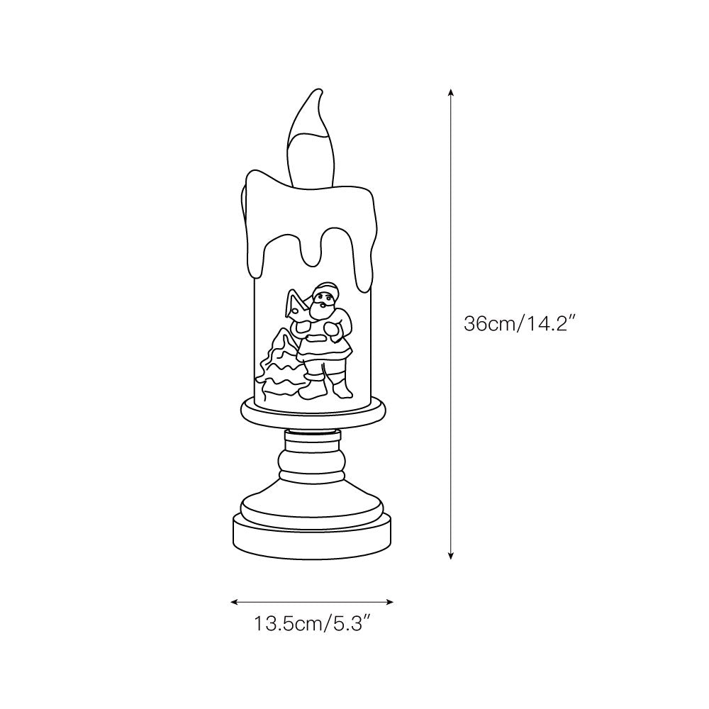 Xmas Candles Table Lamp - LED Glitter Candle with Automatic Snow | Rechargeable Flameless Holiday Light