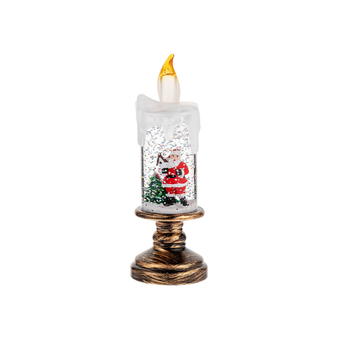 Xmas Candles Table Lamp - LED Glitter Candle with Automatic Snow | Rechargeable Flameless Holiday Light
