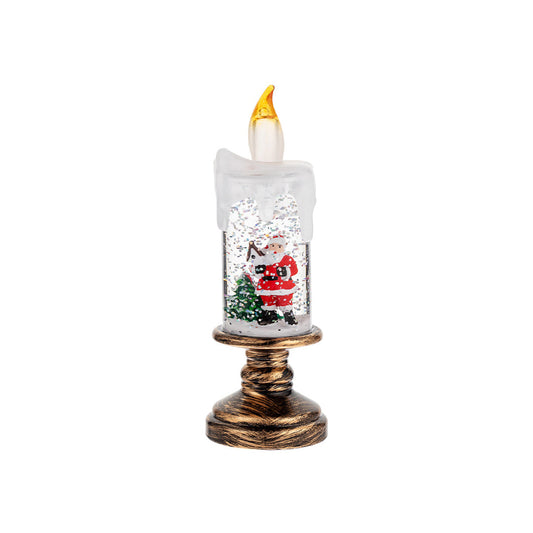 Xmas Candles Table Lamp - LED Glitter Candle with Automatic Snow | Rechargeable Flameless Holiday Light