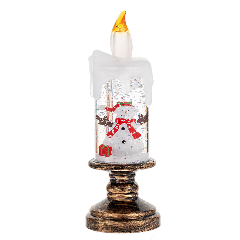 Xmas Candles Table Lamp - LED Glitter Candle with Automatic Snow | Rechargeable Flameless Holiday Light